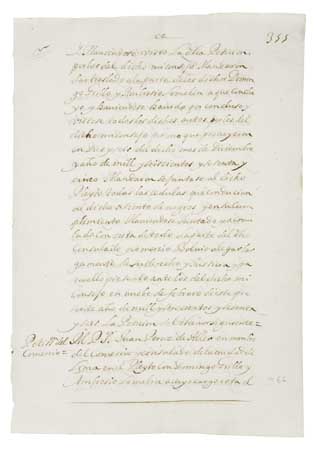 (SLAVERY AND ABOLITION.) Manuscript in Spanish; portion of the official ledger regarding the contract or "asiento" granted to Domingo G